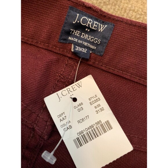 J Crew Jeans Mens 31X32 The Driggs Straight Leg Slim Fit Stretch Brick Red Denim - Picture 8 of 10